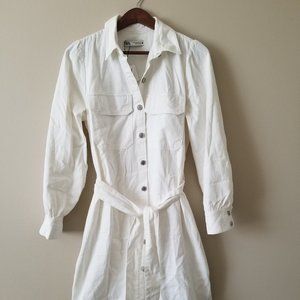 New ZARA White Denim Midi Dress